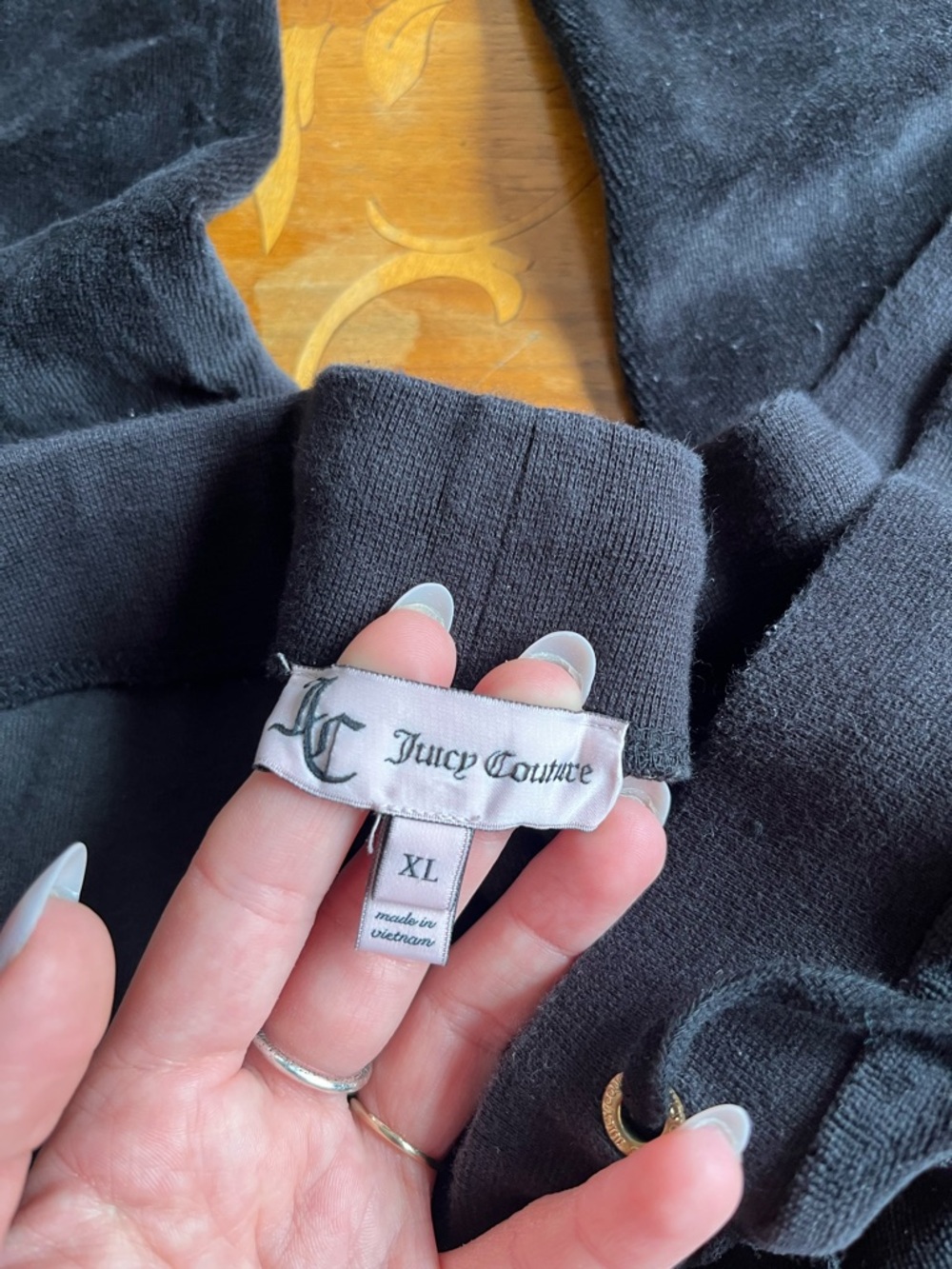 Juicy Couture Black Cozy Logo-Trim Hoodie